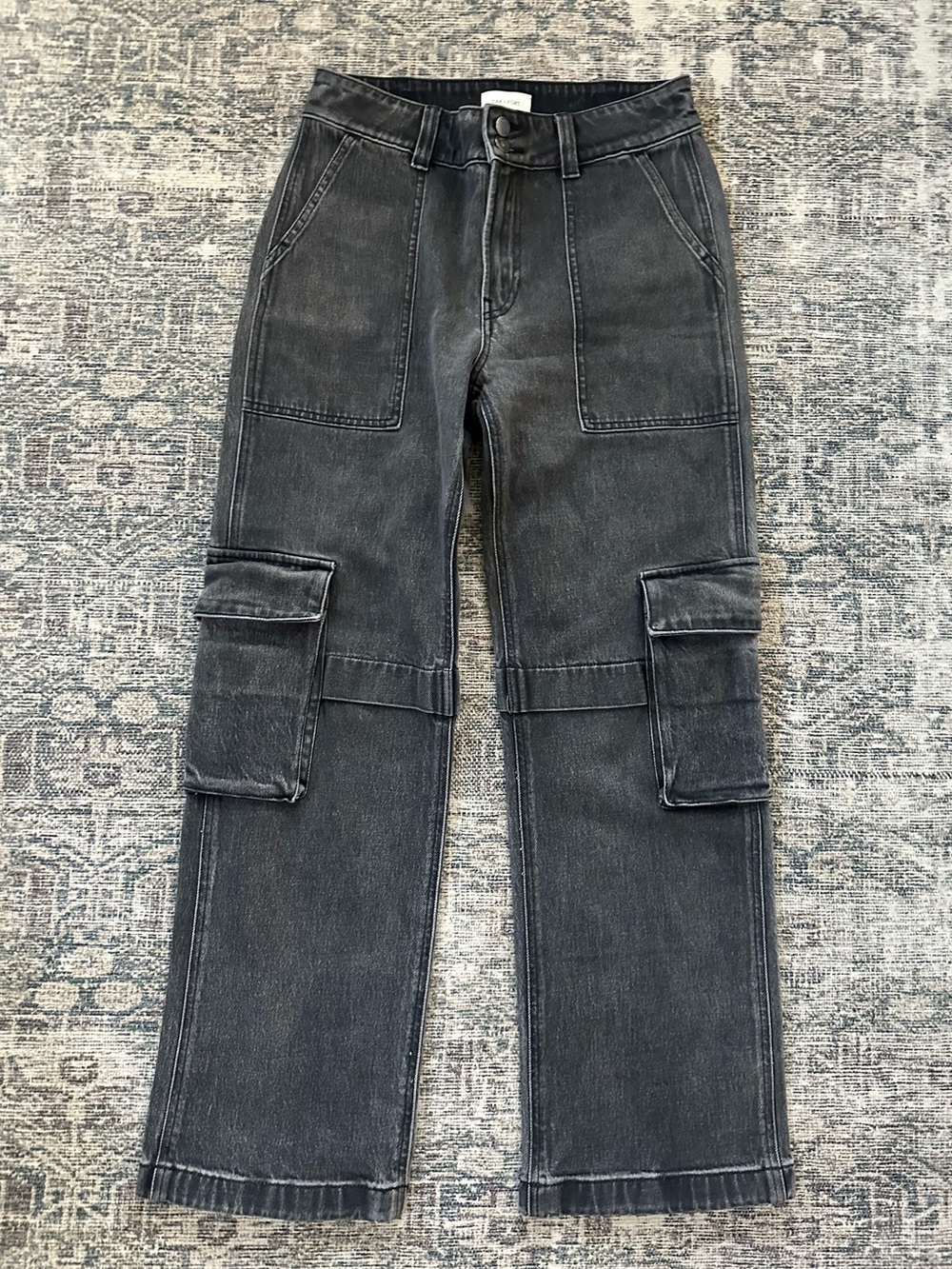 OAK + FORT Black Washed Cargo Jeans